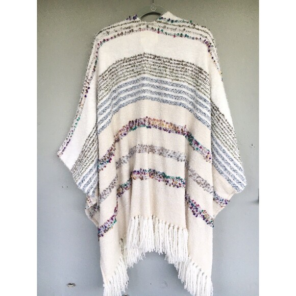 Anthropologie Fringe Kimono Cardigan Sweater OS Open Front Shunky Oversize Boho - Picture 13 of 16